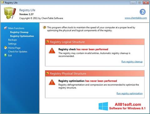 스크린 샷 Registry Life Windows 8.1