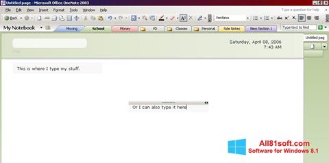 스크린 샷 Microsoft OneNote Windows 8.1