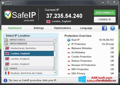 스크린 샷 SafeIP Windows 8.1