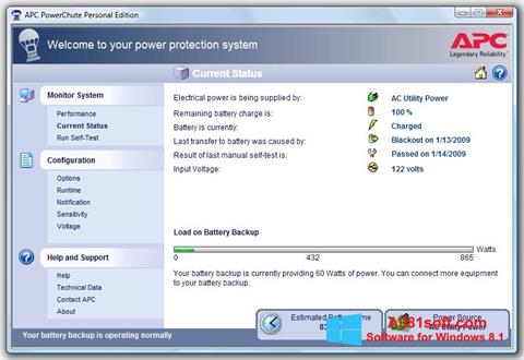 스크린 샷 PowerChute Personal Edition Windows 8.1