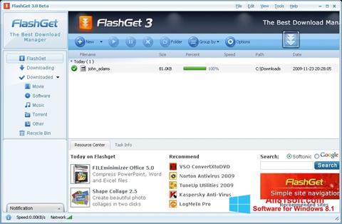스크린 샷 FlashGet Windows 8.1