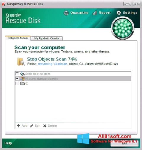 스크린 샷 Kaspersky Rescue Disk Windows 8.1