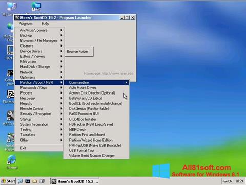 스크린 샷 Hirens Boot CD Windows 8.1