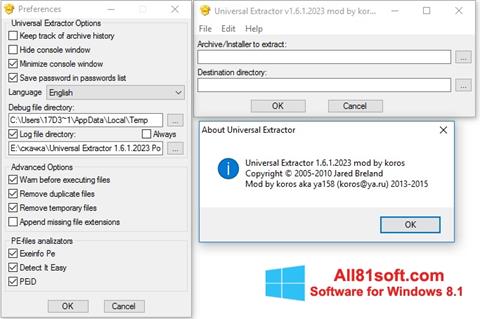 스크린 샷 Universal Extractor Windows 8.1