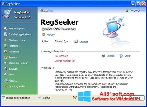 스크린 샷 RegSeeker Windows 8.1