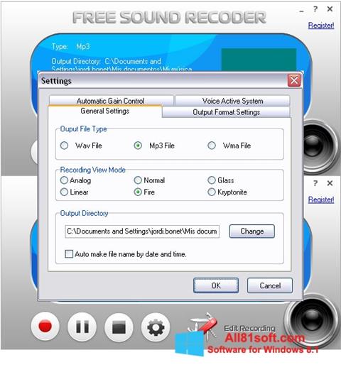 스크린 샷 Free Sound Recorder Windows 8.1