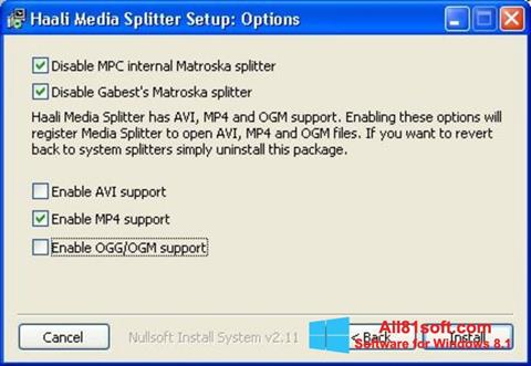 스크린 샷 Haali Media Splitter Windows 8.1