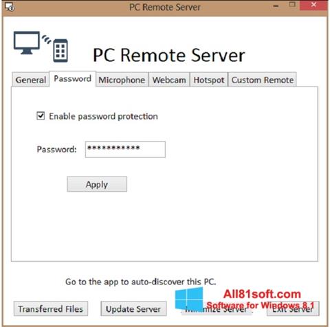 스크린 샷 PC Remote Server Windows 8.1