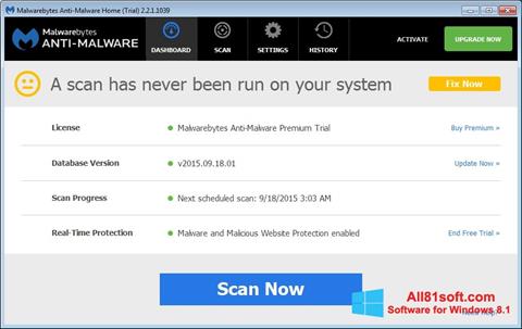 스크린 샷 Malwarebytes Anti-Malware Free Windows 8.1