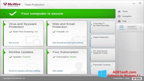 스크린 샷 McAfee Total Protection Windows 8.1