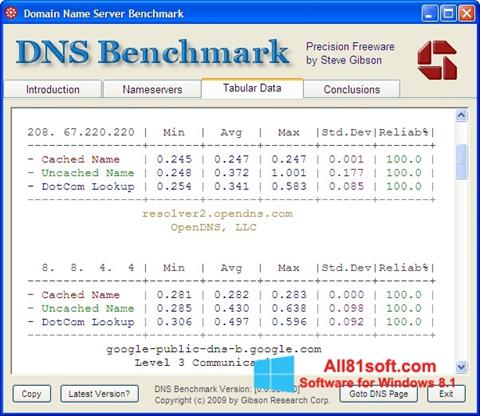 스크린 샷 DNS Benchmark Windows 8.1