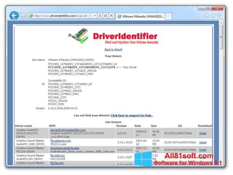 스크린 샷 Driver Identifier Windows 8.1