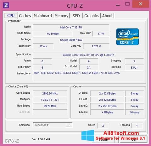 스크린 샷 CPU-Z Windows 8.1