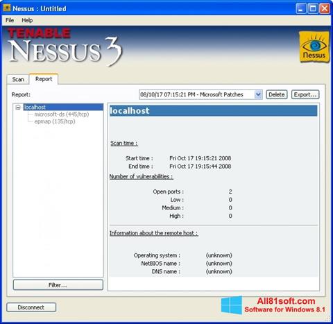 스크린 샷 Nessus Windows 8.1