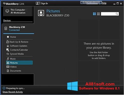 스크린 샷 BlackBerry Link Windows 8.1