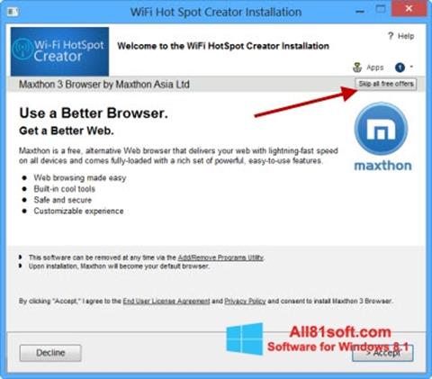스크린 샷 Wi-Fi HotSpot Creator Windows 8.1