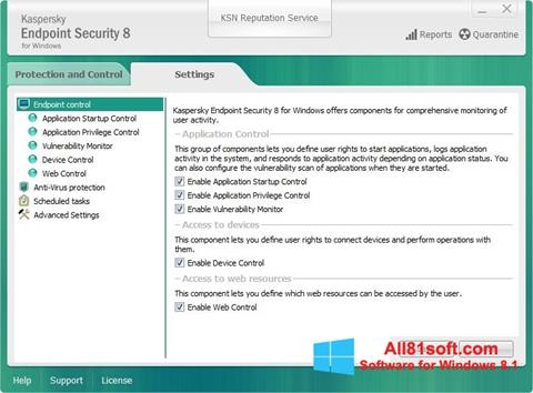 스크린 샷 Kaspersky Endpoint Security Windows 8.1