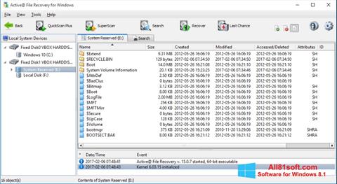 스크린 샷 Active File Recovery Windows 8.1