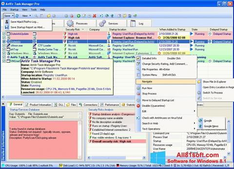 스크린 샷 AnVir Task Manager Windows 8.1