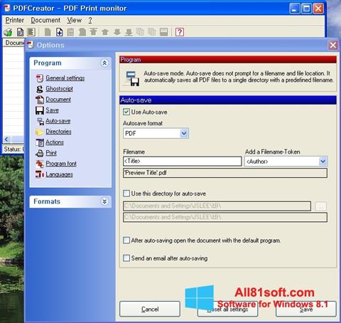 스크린 샷 PDFCreator Windows 8.1