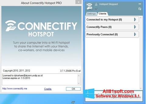 스크린 샷 Connectify Hotspot Windows 8.1