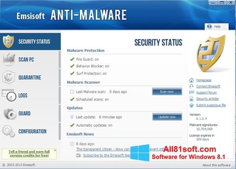 스크린 샷 Emsisoft Anti-Malware Windows 8.1