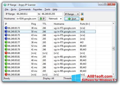 스크린 샷 Angry IP Scanner Windows 8.1