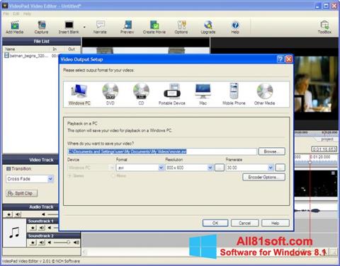 스크린 샷 VideoPad Video Editor Windows 8.1