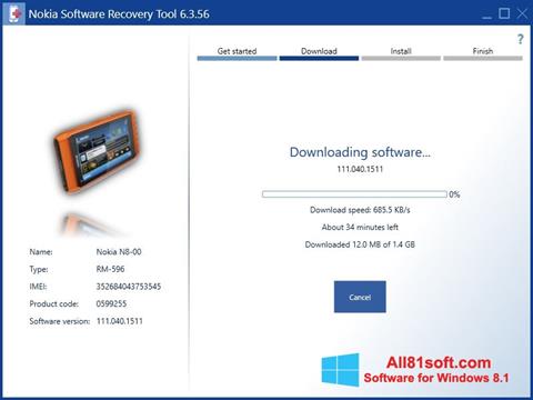 스크린 샷 Nokia Software Recovery Tool Windows 8.1
