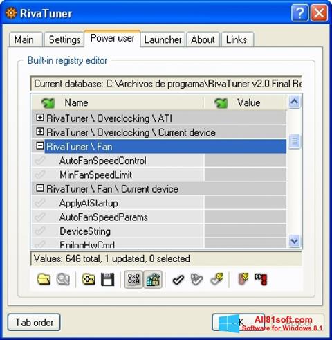 스크린 샷 RivaTuner Windows 8.1