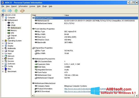 스크린 샷 AIDA32 Windows 8.1