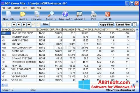 스크린 샷 DBF Viewer Windows 8.1