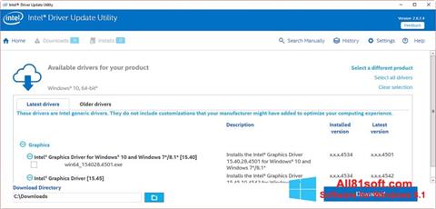 스크린 샷 Intel Driver Update Utility Windows 8.1