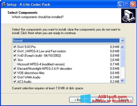 스크린 샷 K-Lite Mega Codec Pack Windows 8.1