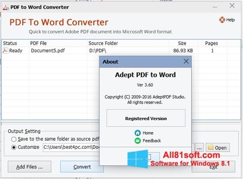 스크린 샷 PDF to Word Converter Windows 8.1