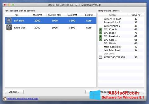 스크린 샷 Macs Fan Control Windows 8.1