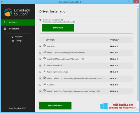 스크린 샷 DriverPack Solution Windows 8.1