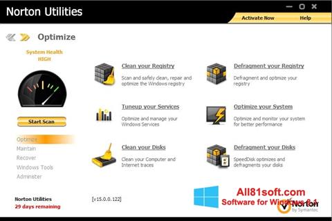 스크린 샷 Norton Utilities Windows 8.1
