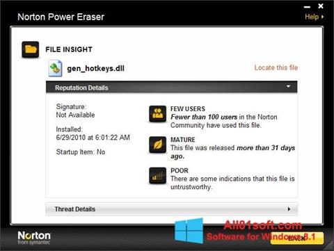 스크린 샷 Norton Power Eraser Windows 8.1