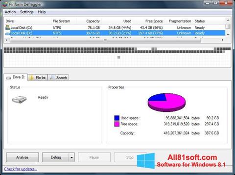 스크린 샷 Defraggler Windows 8.1