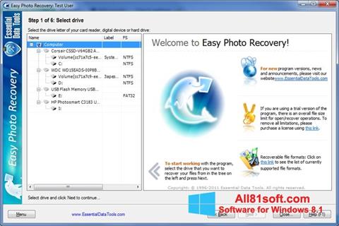 스크린 샷 Easy Photo Recovery Windows 8.1