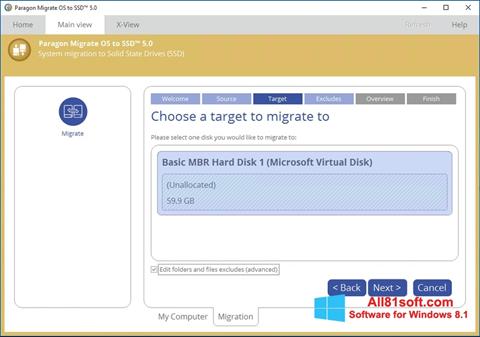 스크린 샷 Paragon Migrate OS to SSD Windows 8.1