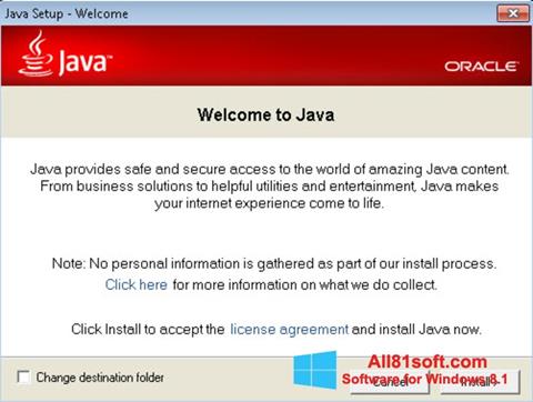 스크린 샷 Java Runtime Environment Windows 8.1