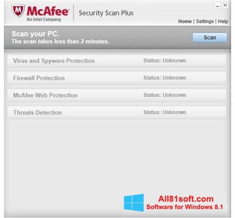 스크린 샷 McAfee Security Scan Plus Windows 8.1