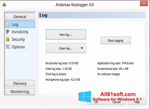 스크린 샷 Ardamax Keylogger Windows 8.1